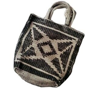 Abercrombie & Fitch black  Macrame Tapestry Tote Bag Boho Beach Travel Summer